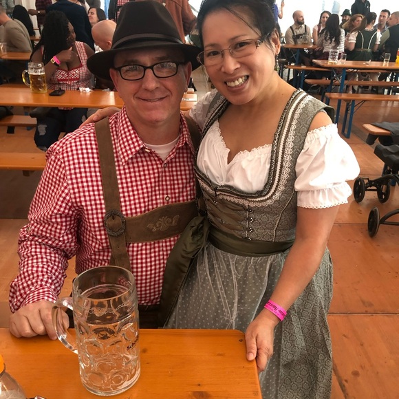 Green and White Dirndl Dress - Picture 12 of 13